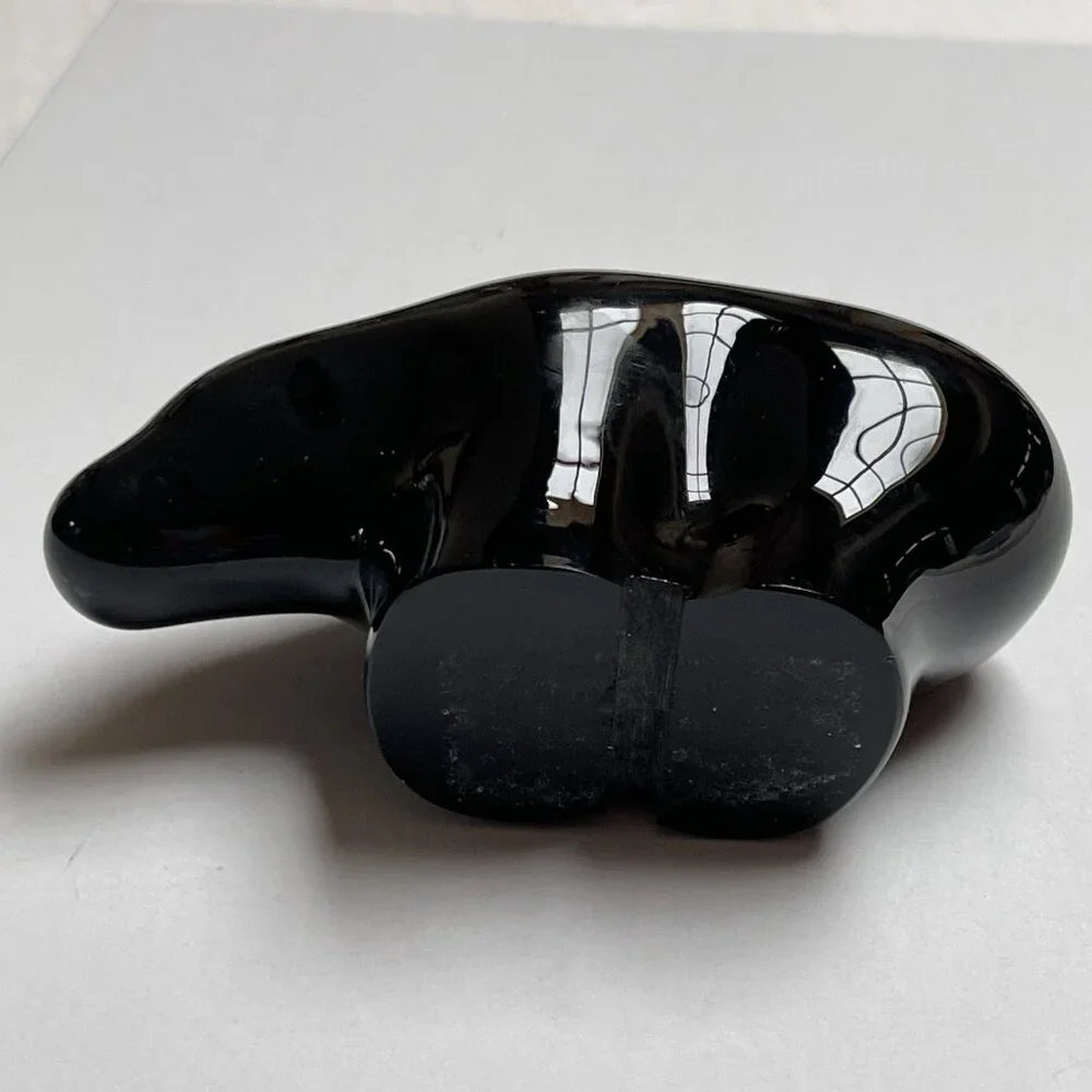 Vintage Carved Black Polar Bear Sculpture Figurine Home Decor Gift Goth